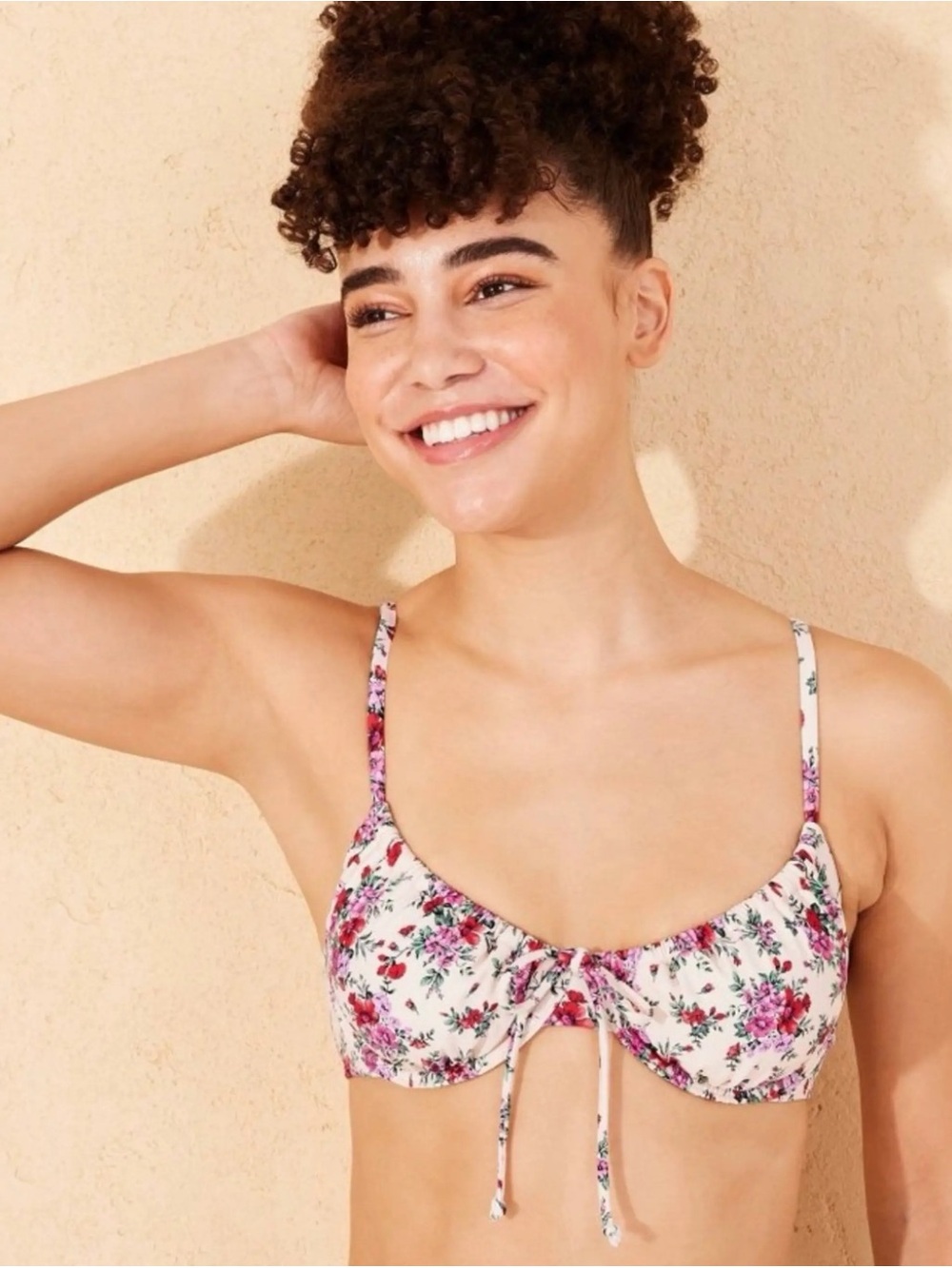 Wild Fable Cream Floral Underwire Bikini Swim Top